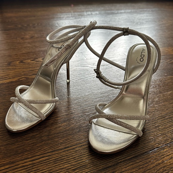 Aldo Metallic Strappy Heels - Picture 1 of 7